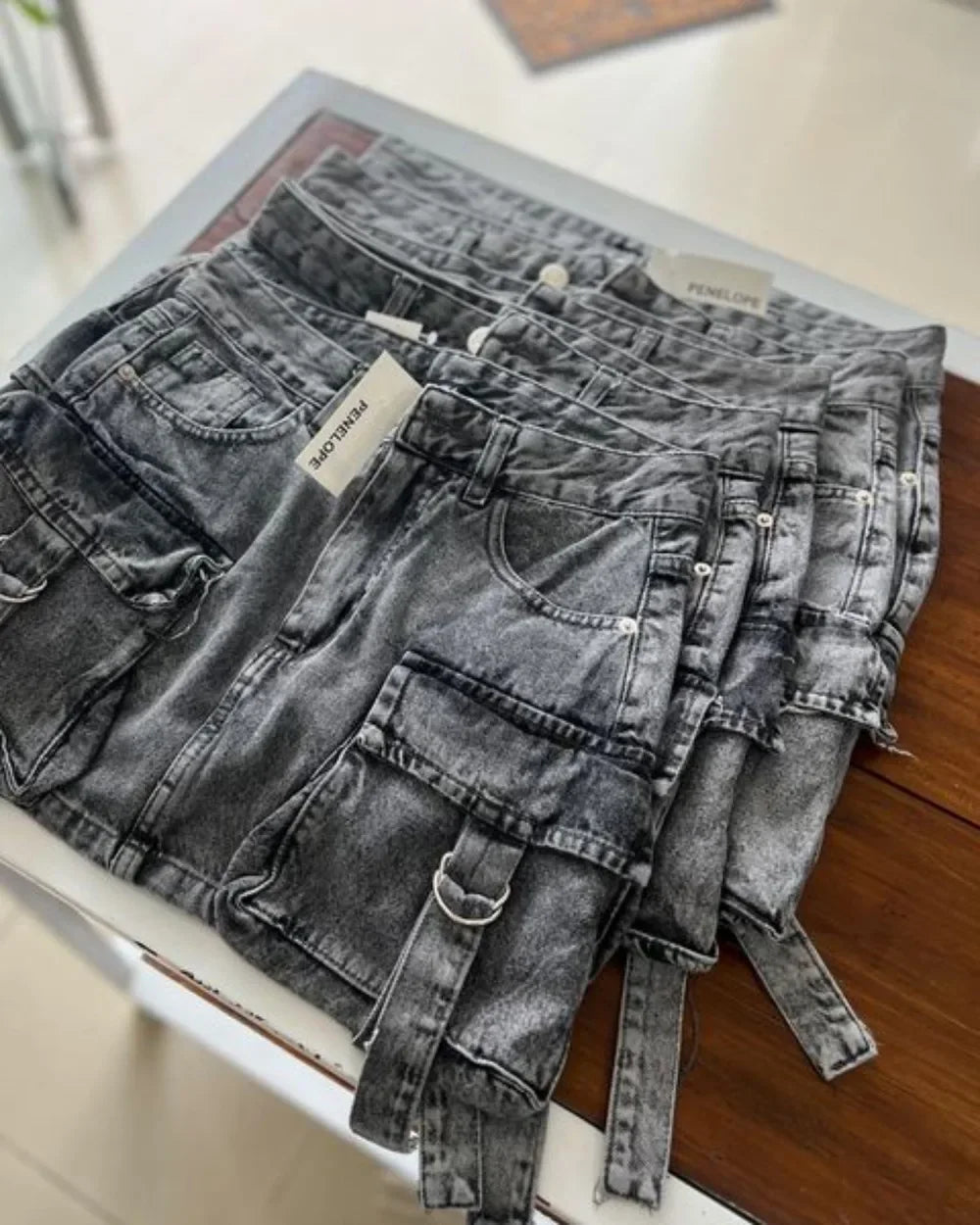 Harajuku Vintage Gothic Y2K New Fashion Skirt Women Sexy Hot Girl High Waist Slim Mini Skirt Multi Pocket Denim Skirt StreetWear Street King Limited