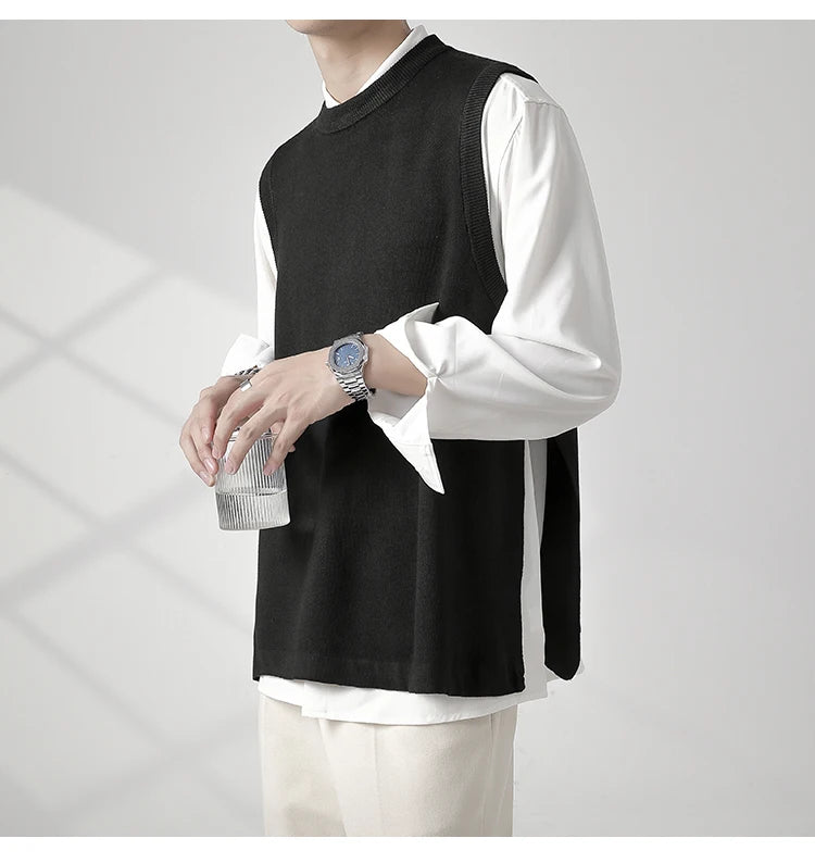Slim Fit Sweater Vest Men Warm Fashion Casual Knitted Pullover Men Korean Loose Sleeveless Sweater Mens Jumper Clothes M-3XL Street King Limited