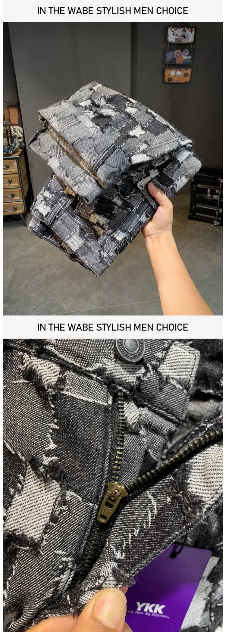 men distressed washed denim streetwear brand hip hop loose casual motorcycle cargo jeans pant cityboy y2k trousers unique cargo style 2339