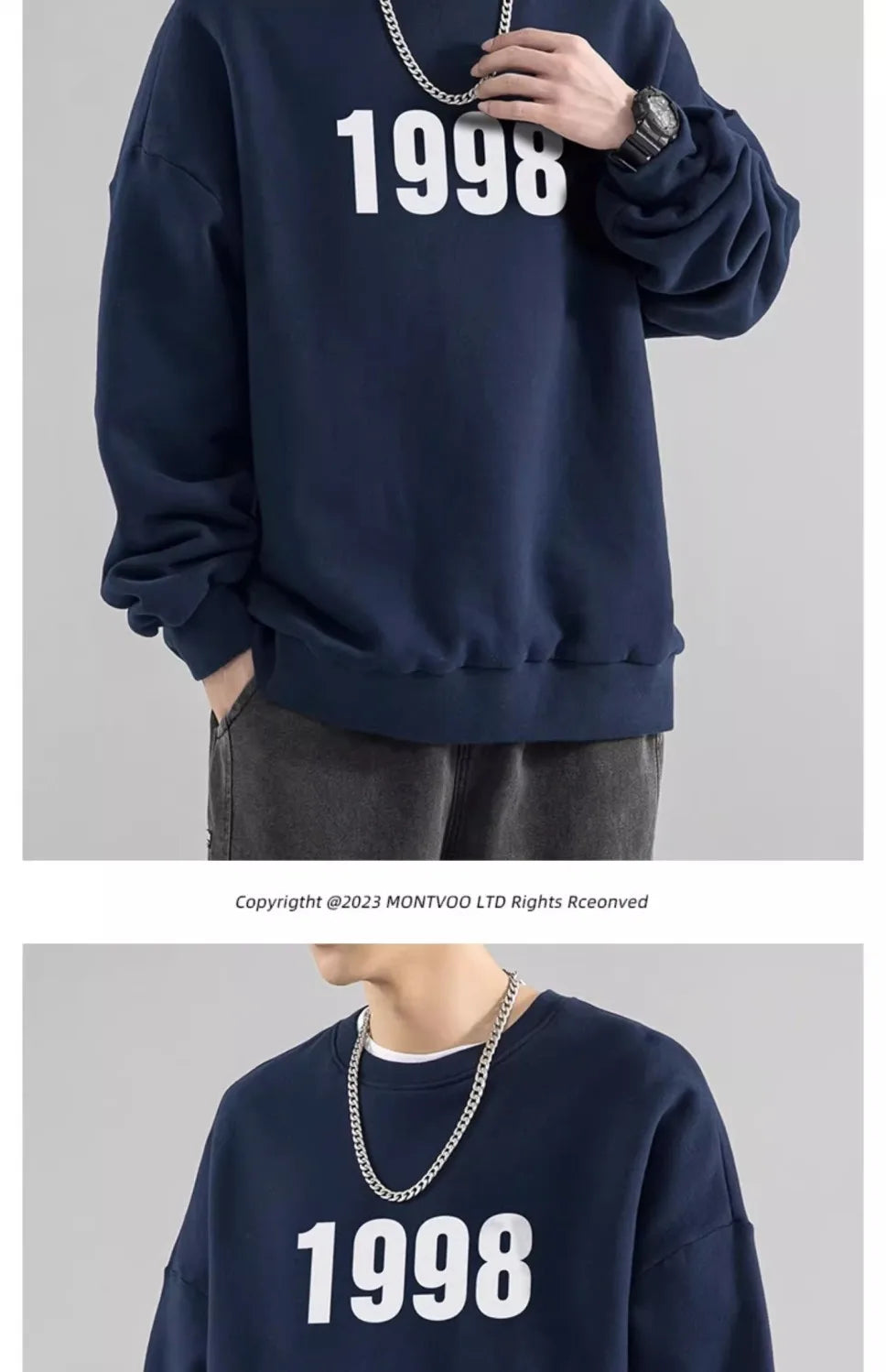 Trendy Korean Personality Simple Retro Sweatshirt for Boys 2024 New Spring and Autumn Ins American Sports Personality Youth Tops Street King Limited