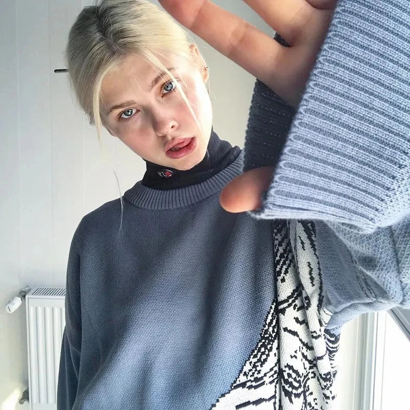 Traf-2024 women's sweater zssiibo official website autumn new y2k fashion trend couple pullover women's clothing sales Street King Limited
