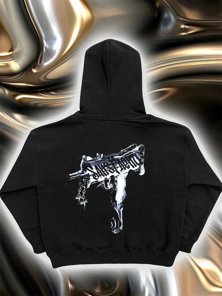Y2k women's long sleeved hoodie oversize streetwear sweatshirt dark hip hop punk pattern printed vintage harajuku trendy wear Street King Limited
