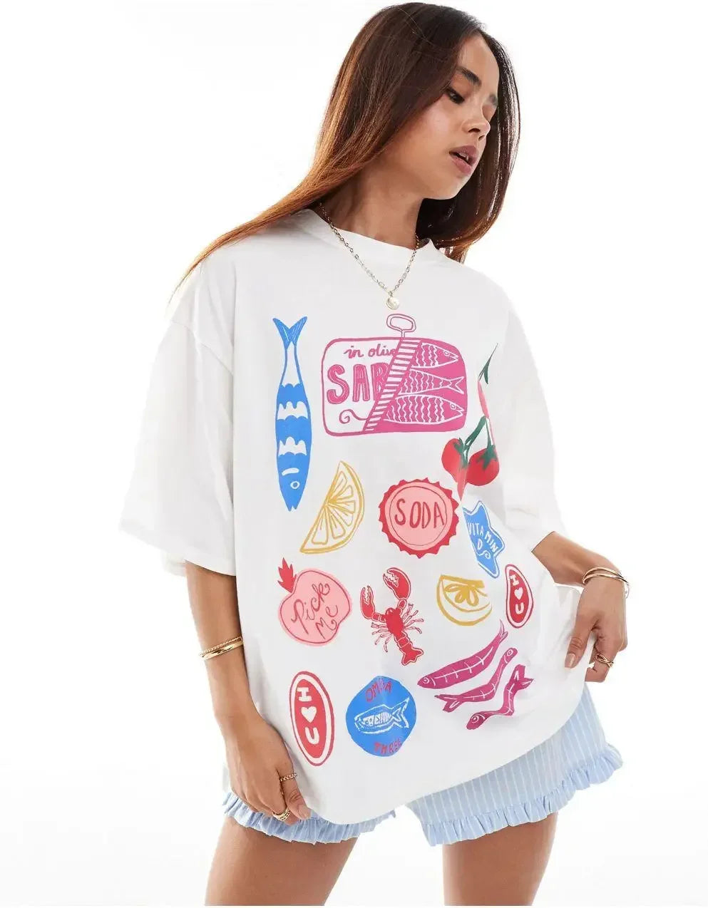 Oversized Harajuku Summer Casual Fish Y2k Tops Graphic T Shirts Men Women Gothic Clothes Streetwear Couple Goth Women Clothing Street King Limited