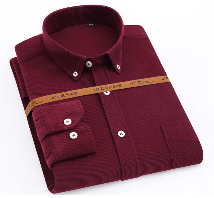 Streetwear Japan Style Mens Fashion Long Sleeve Corduroy Shirt Single Patch Pocke Japan Style Mens Fashion Long Sleeve Corduroy Shirt Single Patch Pocket Comfortable Work Casual Standard Fit Button Down Shirts Fashion Sweater Jacket With Graphic Design For Men