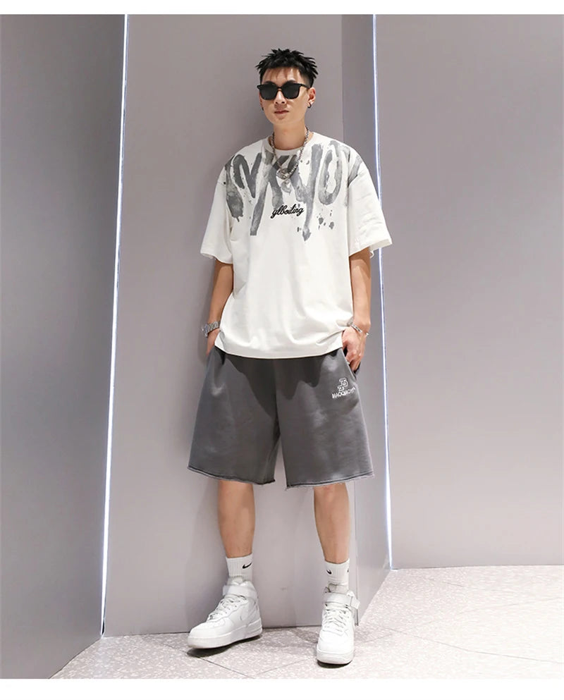 2024 New American Letter Print T-shirt Men's Summer Short Sleeve Cotton Oversize Tee Shirts Hip Hop Fashion Y2K Breathable Tops Street King Limited