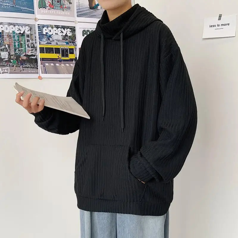 Retro knitted sweatshirt men's Japanese fashion brand ins spring and autumn hooded jacket Hong Kong style outer wear y2k top emo Street King Limited