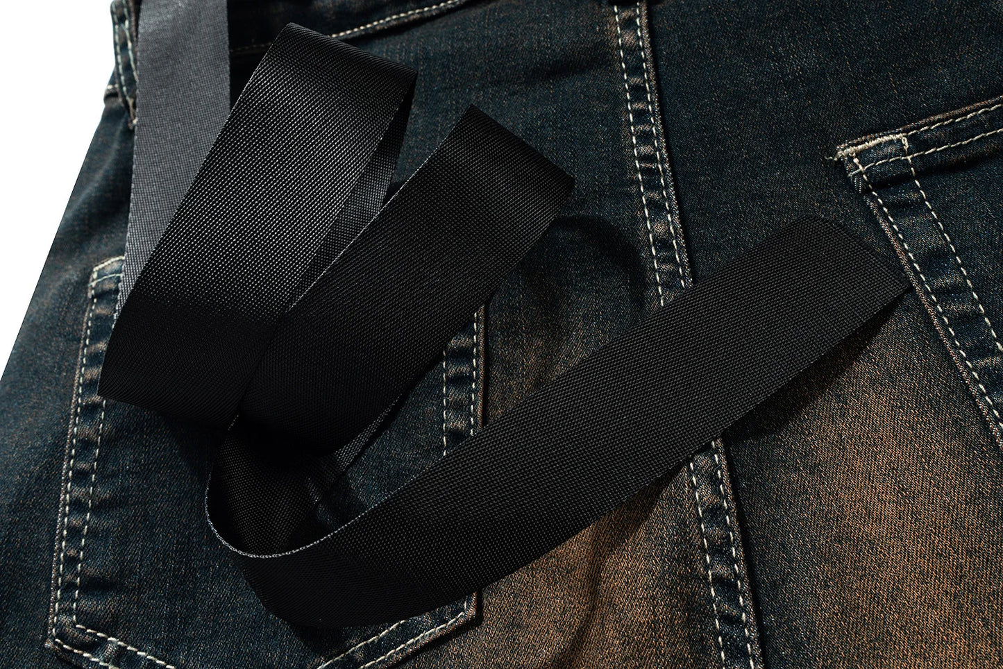 RO Ribbons Contrast Color Washed Micro Flared Jeans for Men Straight Casual Baggy Denim Trousers Ropa Hombre Loose Cargo Pants Street King Limited
