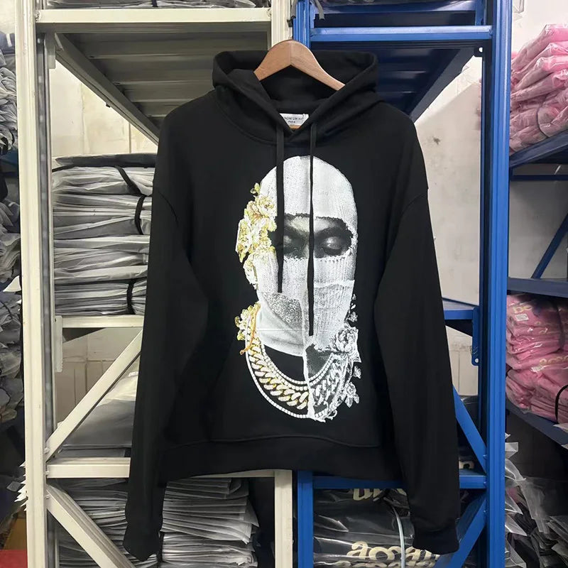 Black Rice White IH NOM UH NIT Hoodies Roses Masked Men Printing Loose Casual Lovers Men Woman Pullover Sweatshirts Street King Limited