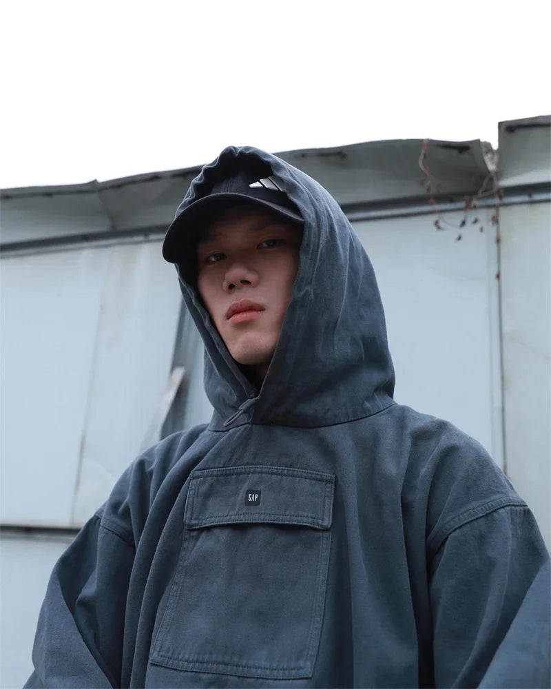 Autumn And Winter KANYE High Street YZY Pure Cotton Loose Men's And Women's Large Charge Shirts Street King Limited