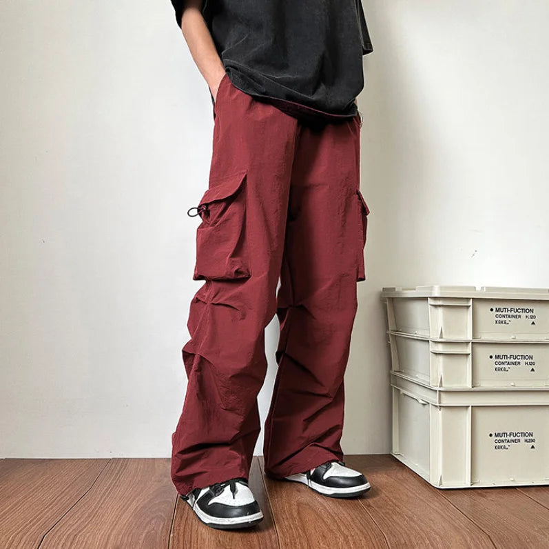 Summer Thin Pants Men Fashion Pocket Cargo Pants Men Japanese Streetwear Hip-hop Loose Straight Pants Mens Oversized Trousers Street King Limited