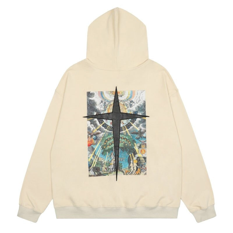 "Black Cross" Unisex Men Women Streetwear Graphic Hoodie Daulet Apparel