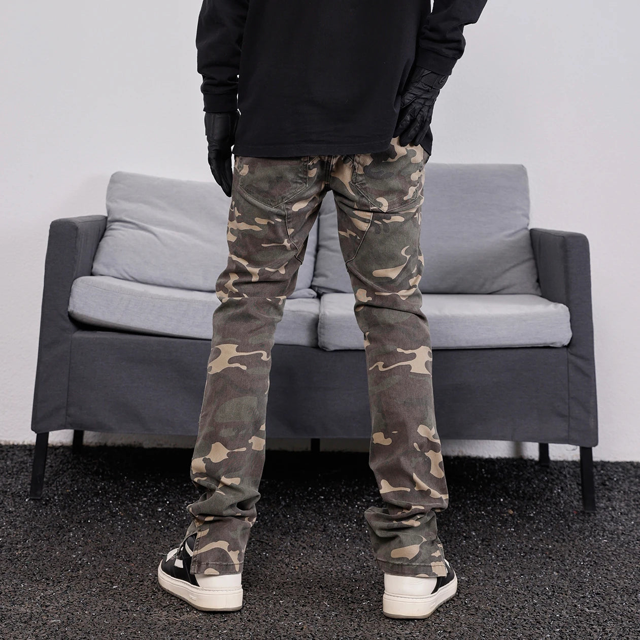 mens hip hop streetwear denim pants fashion camouflage pants 2023 harajuku cotton zipper joggers slim fit jeans trousers pants unique joggers style 1713