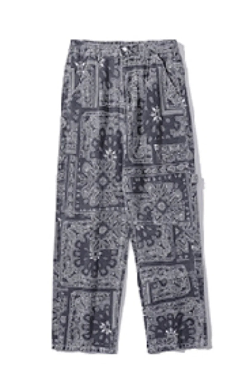 mens hip hop straight denim jeans pants fashion zipper paisley jeans streetwear casual loose trousers pants joggers baggy jeans casual joggers