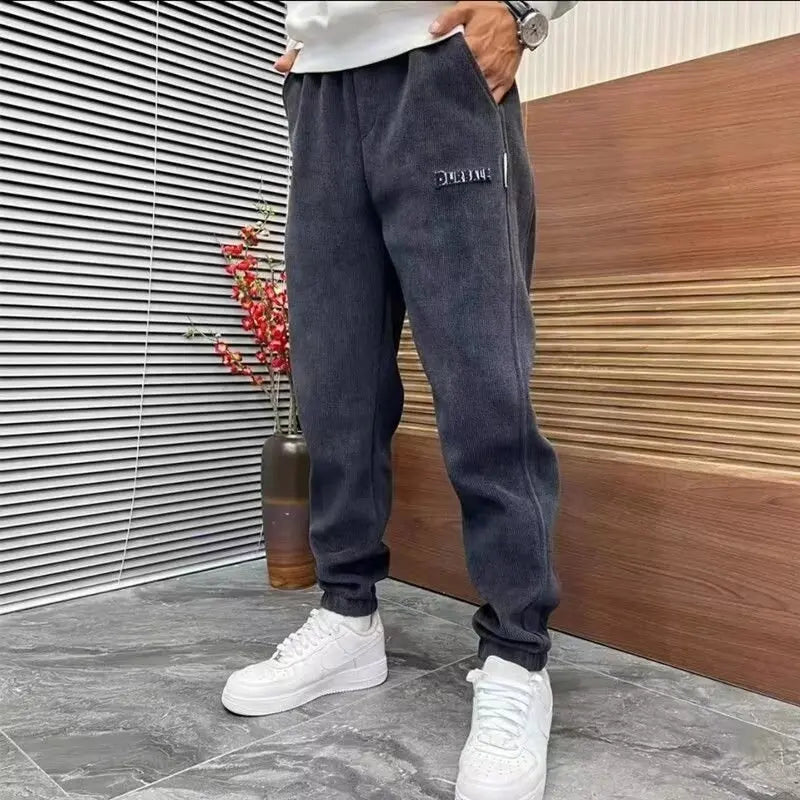 Trendy Loose-Fit Corduroy Harem Pants Fashionable Versatile Fleece-Lined Sports Ankle Pants Autumn/Winter Men's Casual Pants Street King Limited