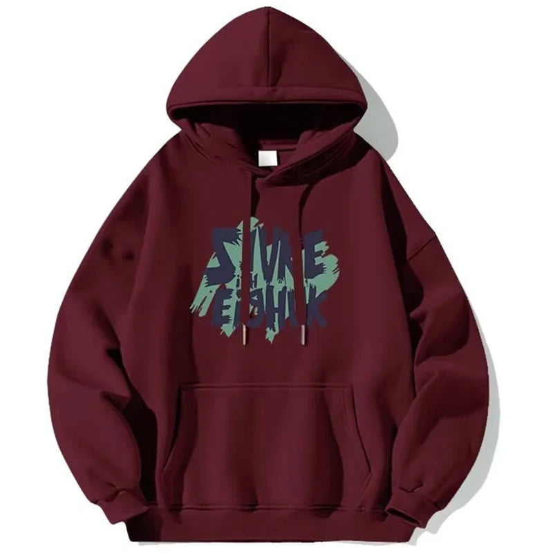 Autumn Design Letter Print Fleece Hoodies For Men Fashion Hip Hop Oversized Sweatshirt Y2K Streetwear Pullover Hoodie Clothing Street King Limited