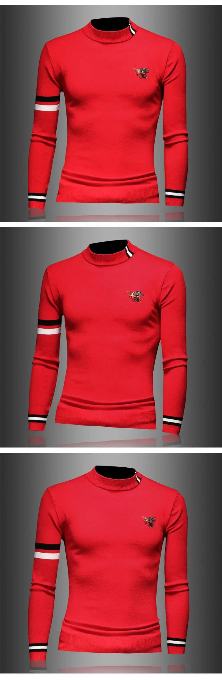 New 2022 Men Luxury gentleman Cotton embroidery Bee Striped Casual Sweaters pullover Asian Plug Size High quality Drake #M100 Street King Limited