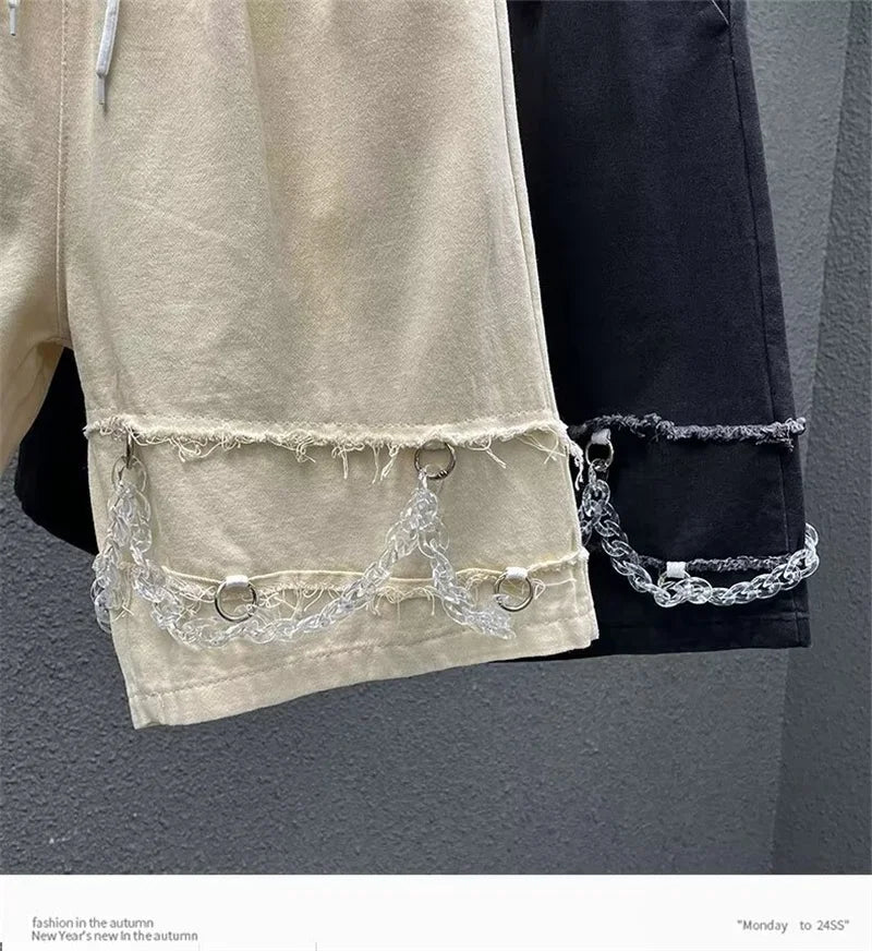 summer men suede straight shorts 2024 new y2k streetwear design drawstring bermudas hombre vintage baggy basketball shorts unique shorts style 3213
