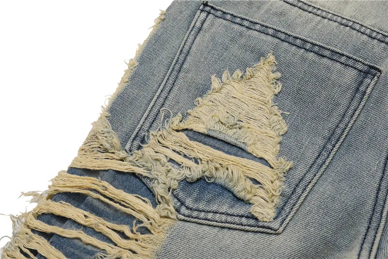 fashion ripped denim jeans mens destoryed holes zipper straight trousers jeans hip hop streetwear new casual joggers jeans pants unique joggers style 2082