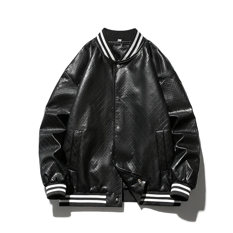 popular unisex basuball jacket fashion solid color lozenge pattern bomber jacket comfortable casual female clothing unique default style 4983