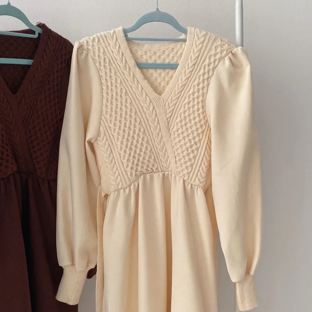 Winter Dress Long Elegant Splicing Stripes Y2k Knitted Dress Women Koean Fashion Long Sleeve Dresses Female Club Party Vestidos Street King Limited
