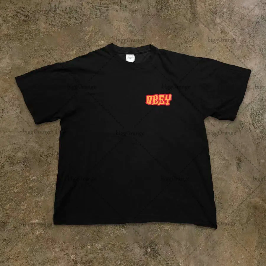 2023 American Streetwear Goth Punk Letter Print Oversized T-Shirts Men's Fashion Casual Loose Crew Neck Tops T-Shirts Women's Street King Limited