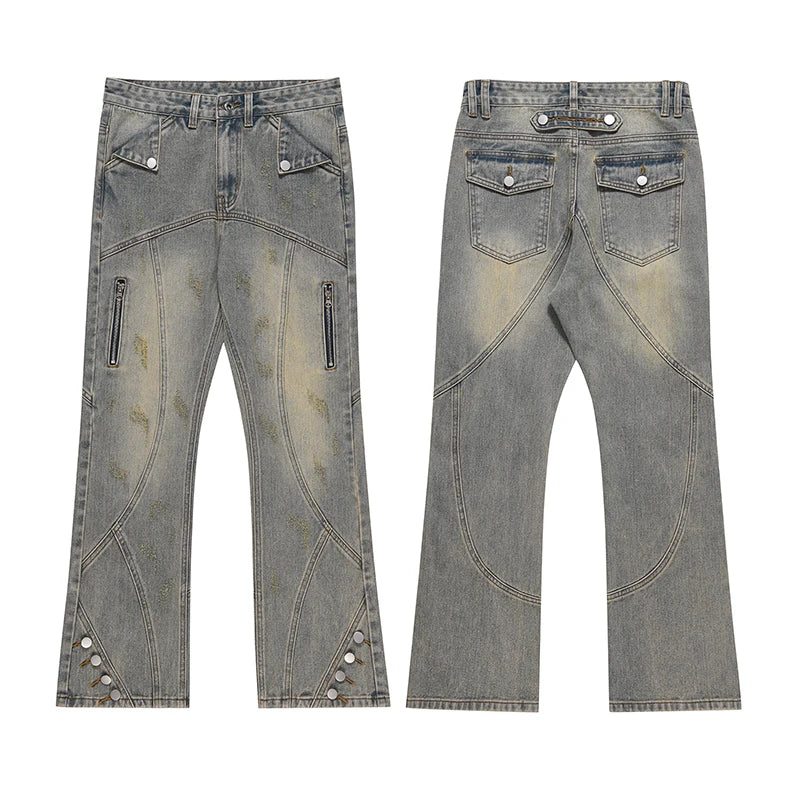 hip hip streetwear denim straight pants mens harajuku retro washed cotton casual zipper joggers jeans trousers pants jean men unique joggers style 1083
