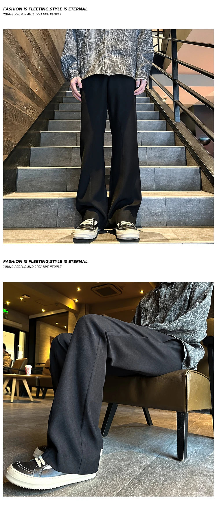 2025 mens four seasons new mid waist micro flared casual pants fashion trend leisure mens flared leg trousers korean pants men unique default style 1273