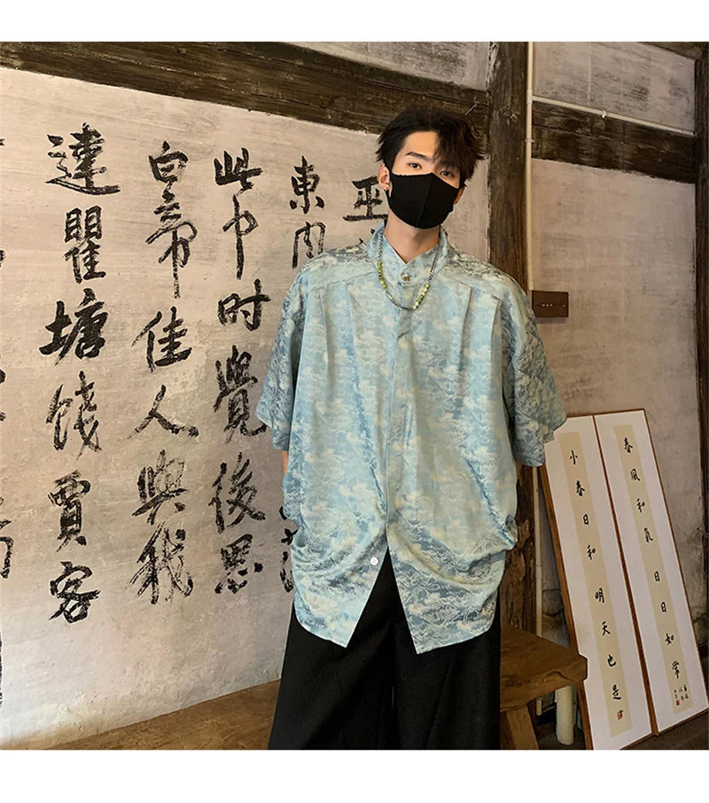 Streetwear New Chinese Style Hawaiian Flower Shirts For Men Short Sleeve T Shirts New Chinese Style Hawaiian Flower Shirts For Men Short Sleeve T Shirts 2024 Summer 3D Graphic Shirt Y2K Streetwear Mens Blouse Fashion Sweater Jacket With Graphic Design For Men