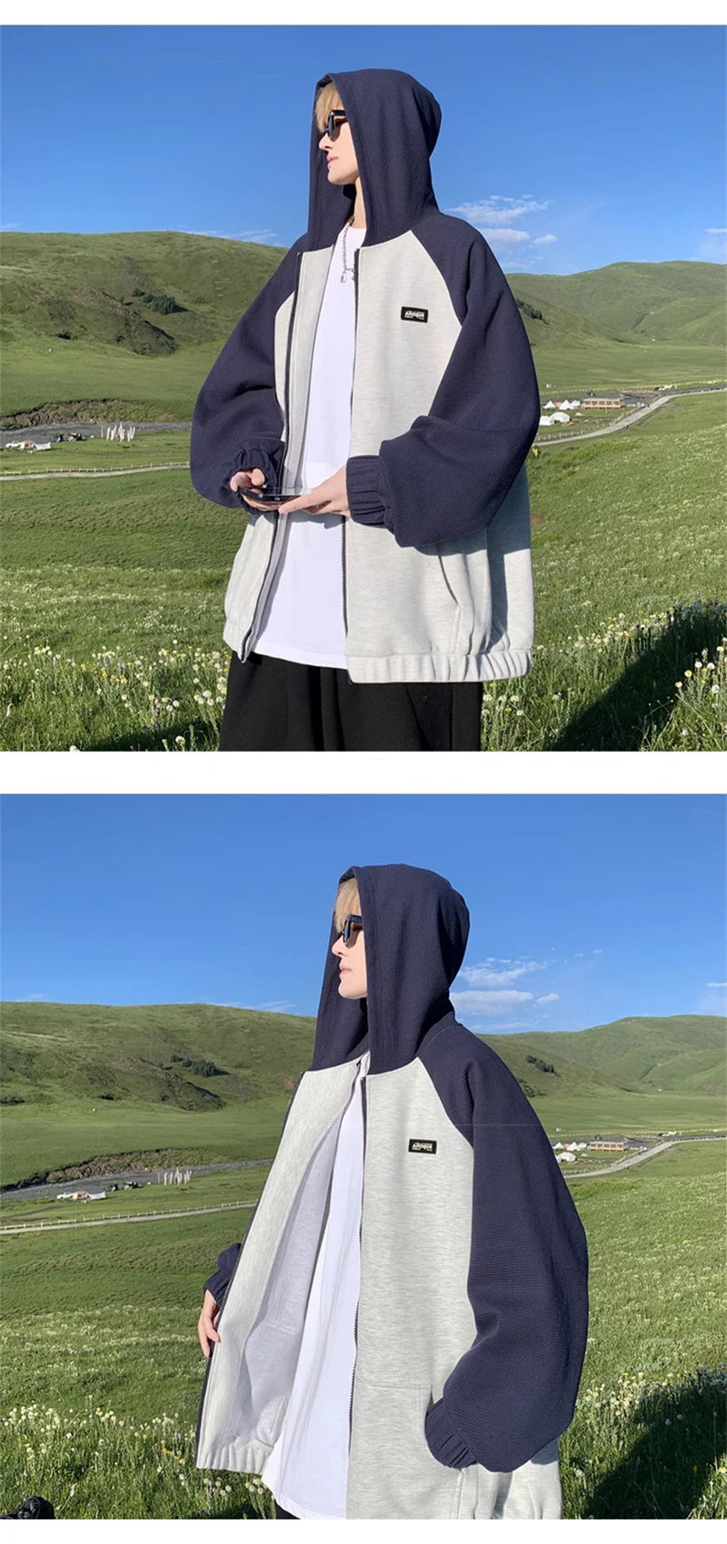 Oversized Flame Graphic Hoodie for Men