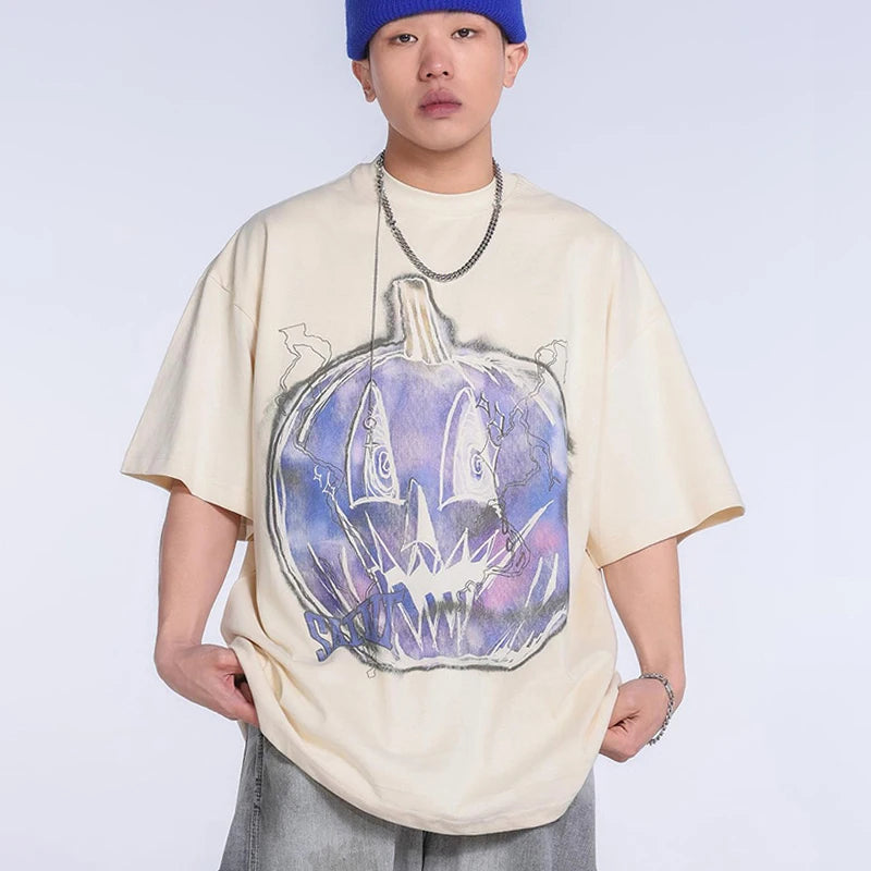 Saint T-shirts New Vintage Wash Letter Printing Chaopai High Street Men Woman Loose Casual Short Sleeve Top Tee Street King Limited