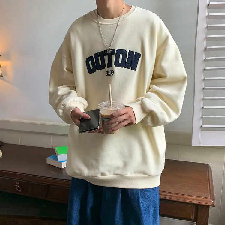 Trendy and Personalized Korean Round Neck Sweatshirt Men Spring Autumn New Y2K Thickened Trendy Brand Long-sleeved Top Jacket Street King Limited