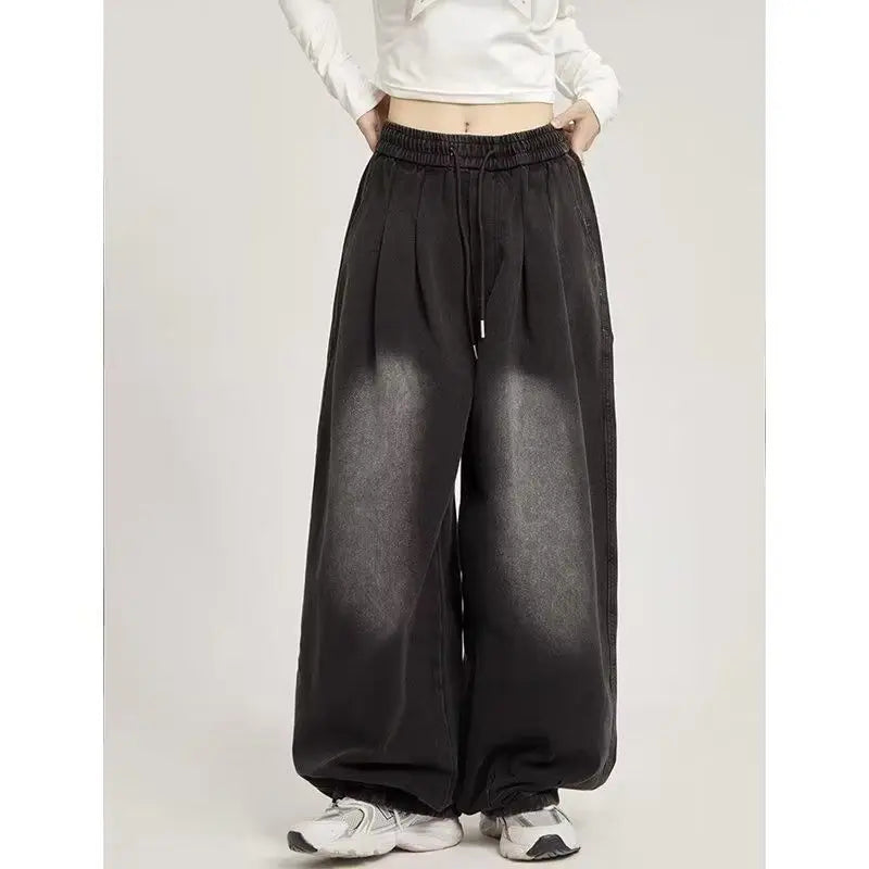 y2k american street hip hop men and women trendy personality straight tube loose jeans couple retro washed wide leg casual pants unique jeans style 4700