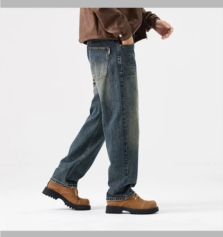 mens streetwear fashion loose casual plus size straight wide leg denim baggy jeans pants boyfriend jeans trousers unique jeans style 2815