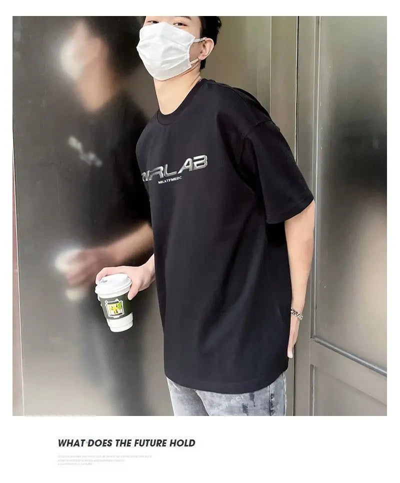 Summer men's design letter fashion short-sleeved loose versatile T-shirt teenagers Korean version ins half-sleeved tops trendy Street King Limited