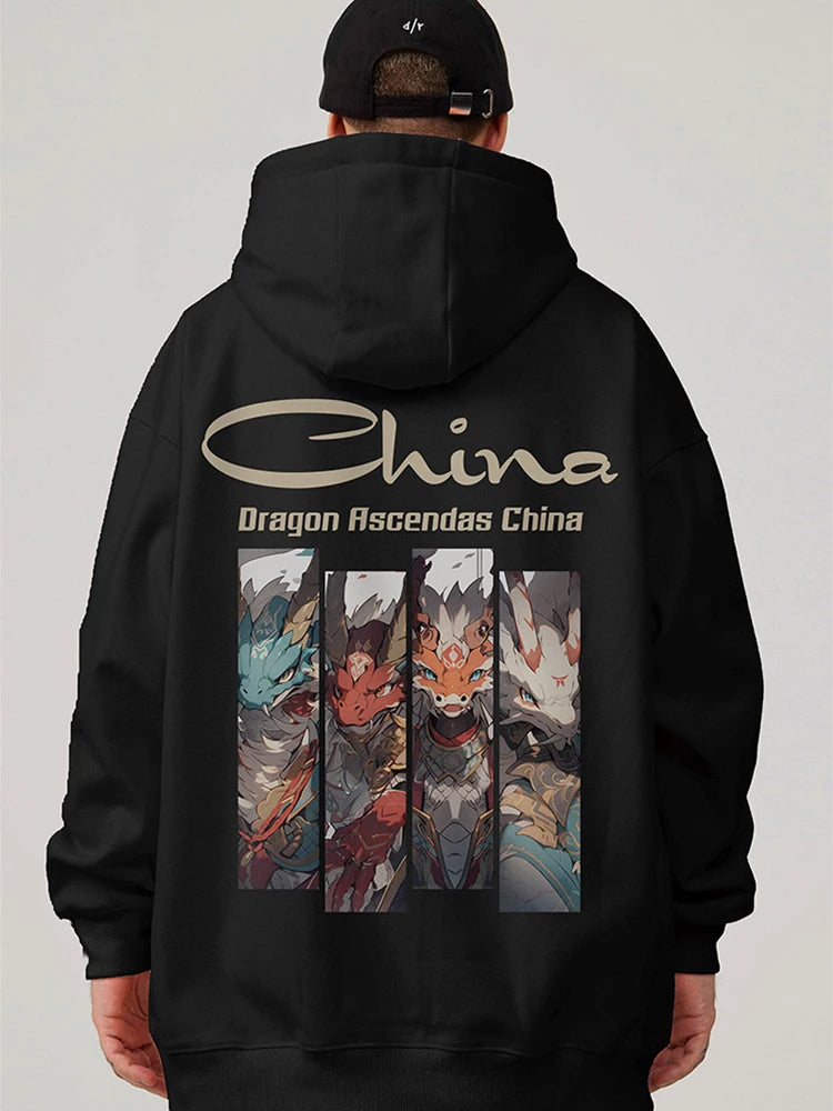Dragon Ascendas China Graphic Sweatshirts Hombre Hip Hop Fashion Hoodies Oversize Y2K Streetwear Fleece Hoody Printed Clothes Street King Limited