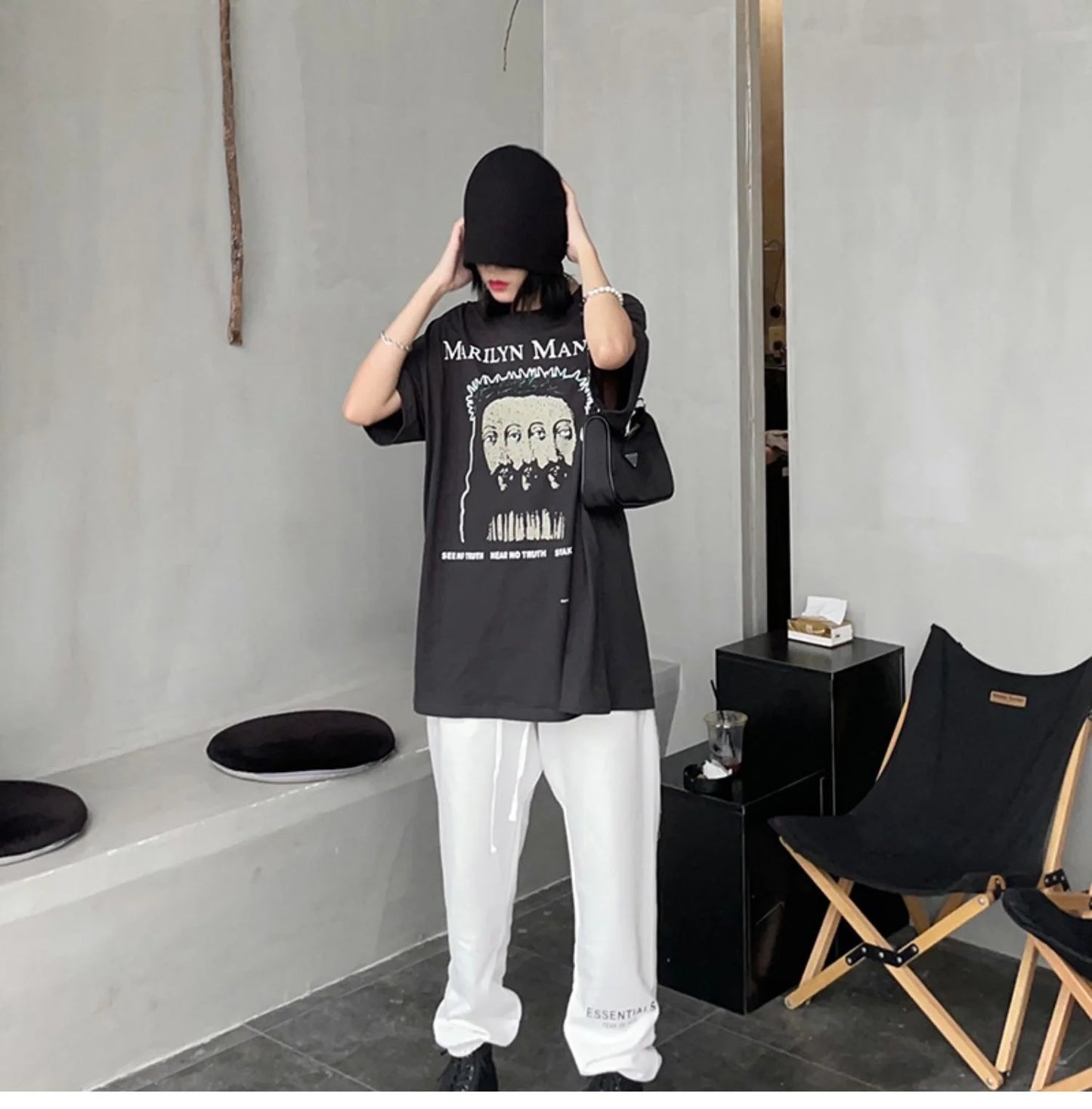Summer Retro Vintage Rock Band Tee Portrait Print Cotton High-Street Casual Loose T-Shirt For Men Street King Limited