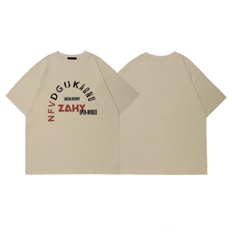 Trendy Korean Style Personalized Ins Creative Letter Printed T-shirt Summer Men's Y2K Street Casual Half-sleeved Round Neck Top Street King Limited