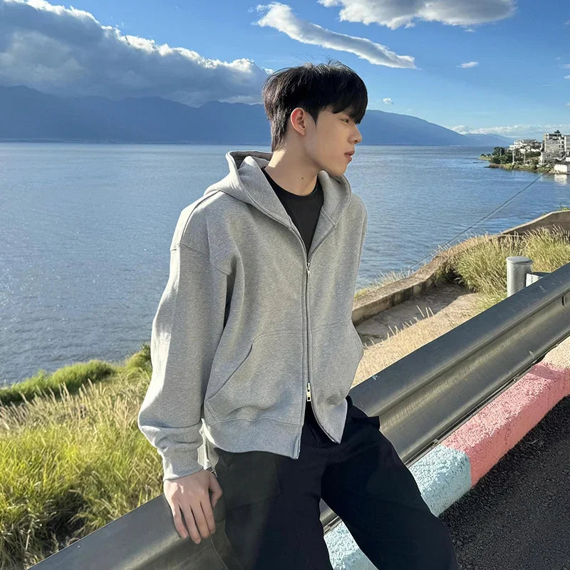 winter mens fleece zipper hooded sweatshirts 2025 new classic solid color oversized hoodies y2k streetwear outerwear tracksuit unique default style 18