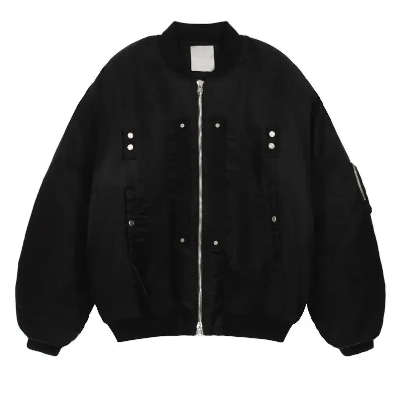 undermycar 2023 new high street fashion brand high quality multi pocket flight jacket cotton coat black unique default style 3620