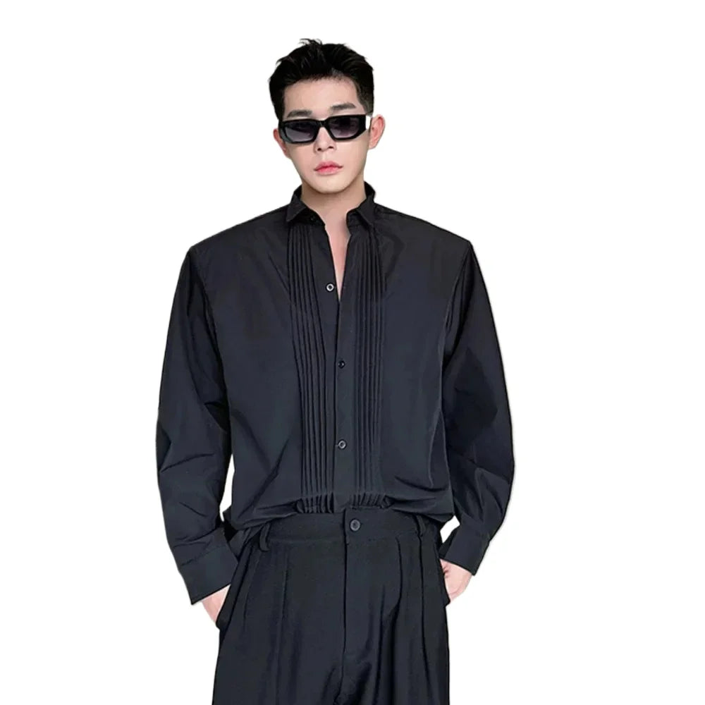 Men French Vintage Fashion Business Casual Long Sleeve Loose Dress Shirts Man Korean Streetwear Party Shirt Blouses Street King Limited