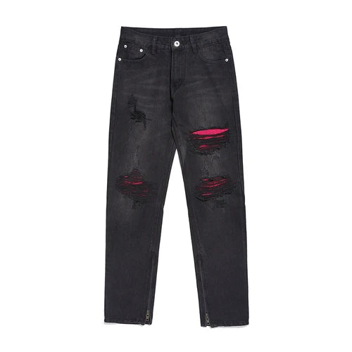 knee ripped patchwork jeans for men hip hop skinny biker taped jean trouser slim fit black denim pants fashion streetwear jogger unique joggers style 2000
