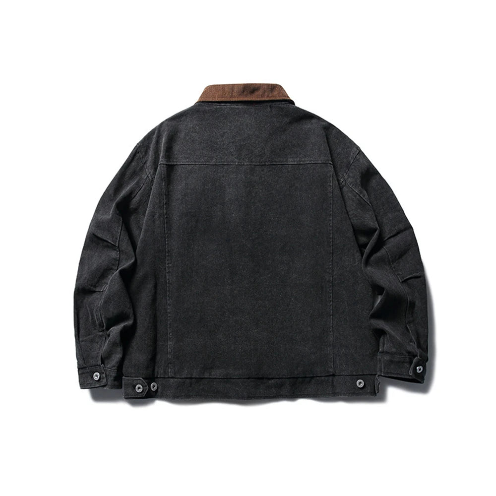 vintage denim jacket men loose casual zipper coat harajuku hip hop streetwear jackets trendy design jacket for men unique jeans style 1908