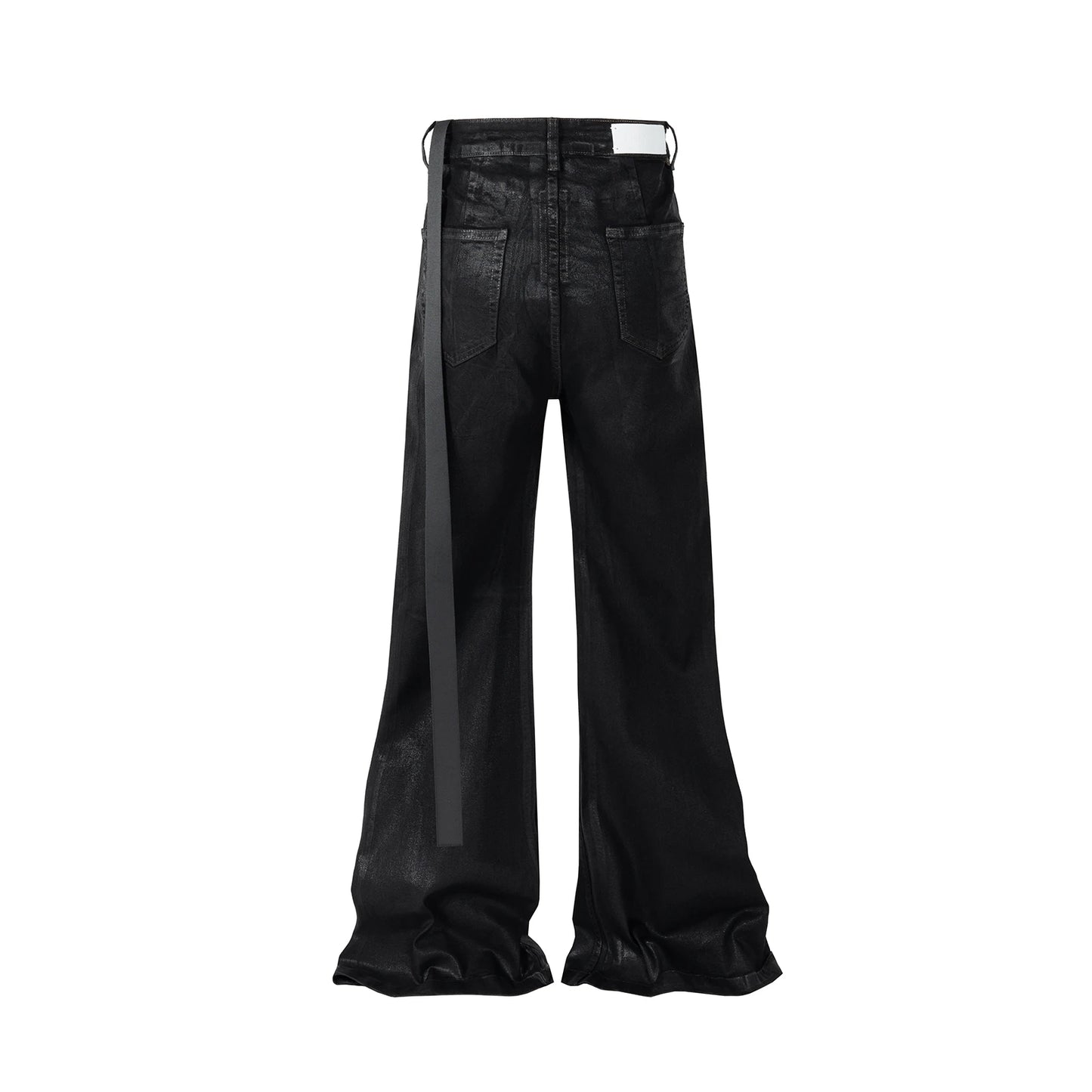 Streetwear Black Wax Leather Strecth Jeans for Men Ropa Hombre Baggy Y2k Flare Pants Oversized Straight Denim Trousers Street King Limited