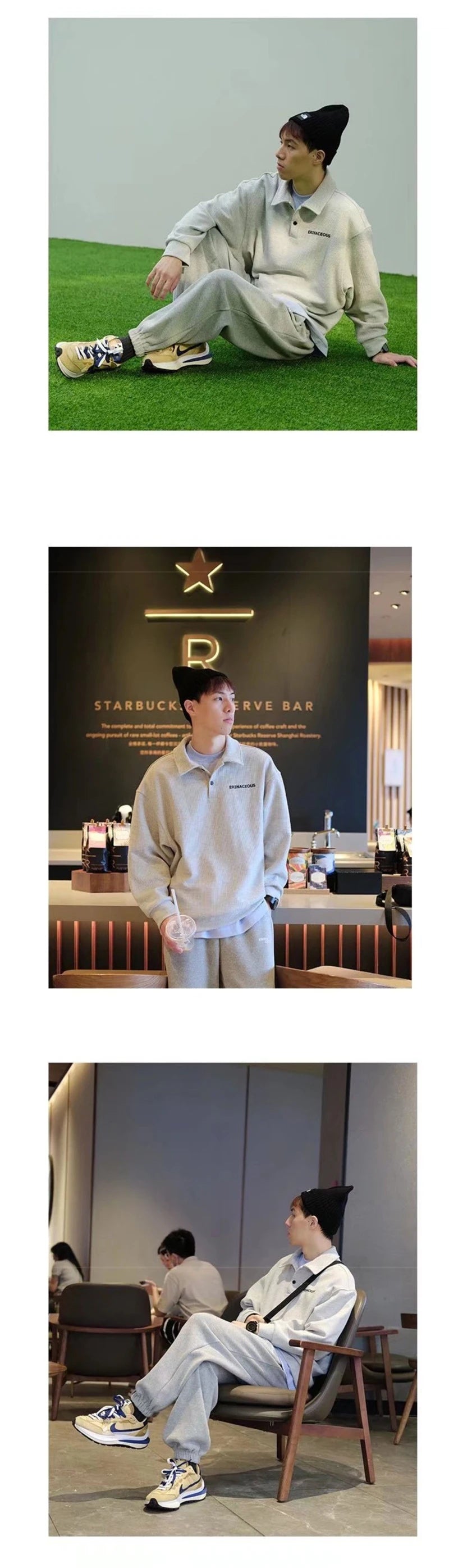 Streetwear Autumn Japanese Polo Sweatshirts Men Casual Waffle Turn Down Collar Sw 2025 Autumn Japanese Polo Sweatshirts Men Casual Waffle Turn Down Collar Sweatshirt High Street Long Sleeve Tops New In Hoodie Fashion Sweater Jacket With Graphic Design For Men
