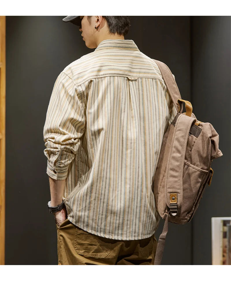 Streetwear Autumn Loose Striped Long Sleeve Shirts For Men Korean Fashion High Qu Autumn Loose Striped Long Sleeve Shirts For Men Korean Fashion High Quality Casual Shirt Y2K Streetwear Stand Collar T Shirts Fashion Sweater Jacket With Graphic Design For Men
