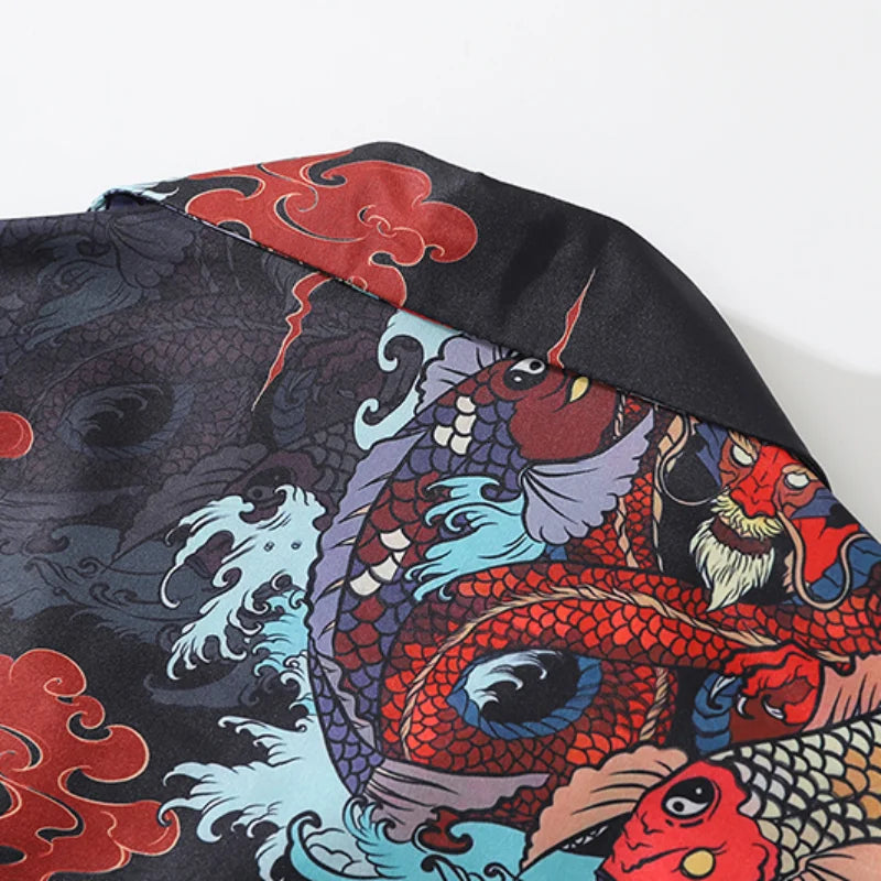 Streetwear Dragon Print Hawaiian Shirt Mens Hip Hop Harajuku Streetwear Button Up Dragon Print Hawaiian Shirt Mens Hip Hop Harajuku Streetwear Button Up Beach Shirt Chinese Style Short Sleeve Casual Tops Shirt Fashion Sweater Jacket With Graphic Design For Men