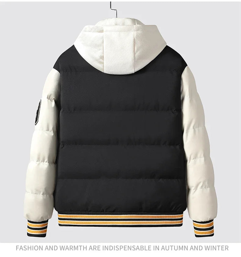 Winter Warm Parka Men Women Hooded Patchwork Baseball Jackets Embroidered Loose Casual Cotton-padded Fashion Outwear Couple New Street King Limited