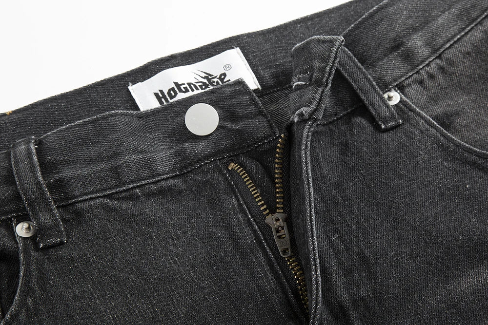 vintage washed ripped hole slim pencil pants mens and womens streetwear frayed distressed baggy jeans oversize loose denim pants unique jeans style 4350