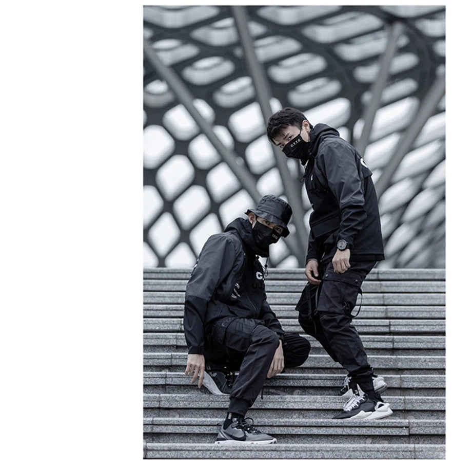 US Size Streetwear Sweatpants Men Jogger Ribbon Pocket Elastic Waist 2022 Fashion Hip Hop Mens Joggers Cargo Black Pants HZ155 Street King Limited