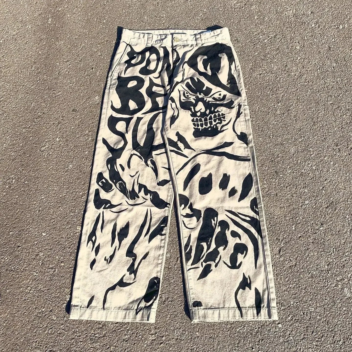 harajuku sunny sexy girl anime print baggy jeans new style wide leg trouser y2k popular streetwear men women high waist pants unique jeans style 4197